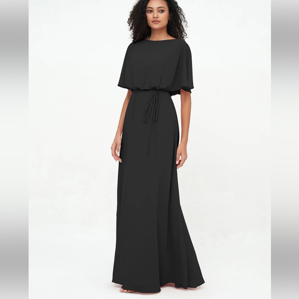 Babaroni Black Chiffon Wedding Formal Dress Sz 12